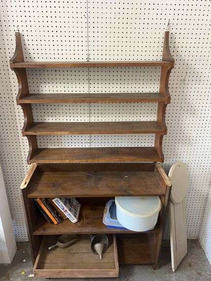 Wooden Shelf and Storage Cabinet Combination image
