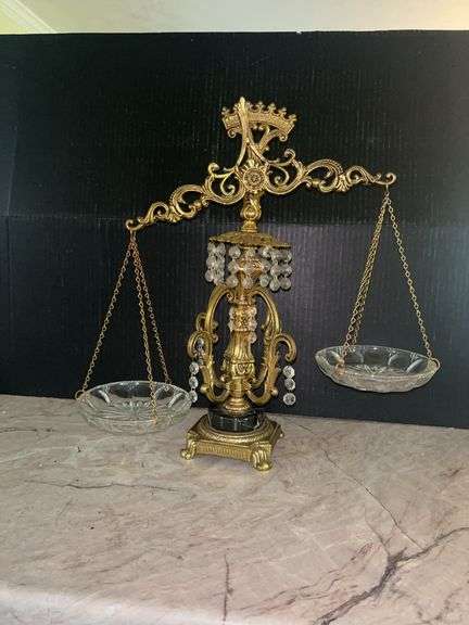 Decorative Brass and Crystal Balance Scale image