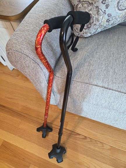 Two Walking Canes - Black and Red with Tri-Foot Base image