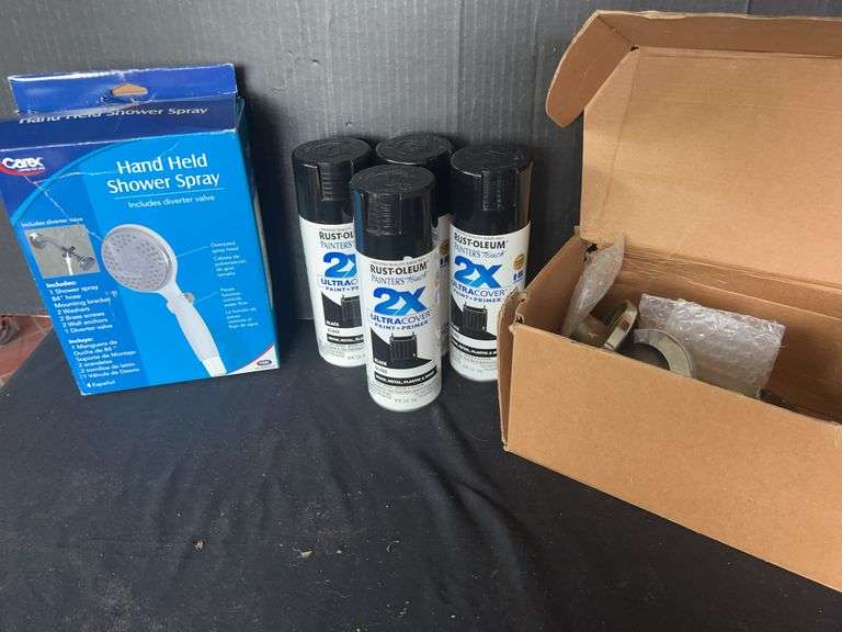 Carex Hand Held Shower Spray, Door Hardware, and Black Spray Paint image