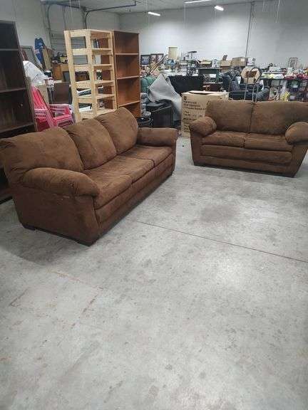 MICROFIBER COUCH WITH MATCHING LOVE SEAT image