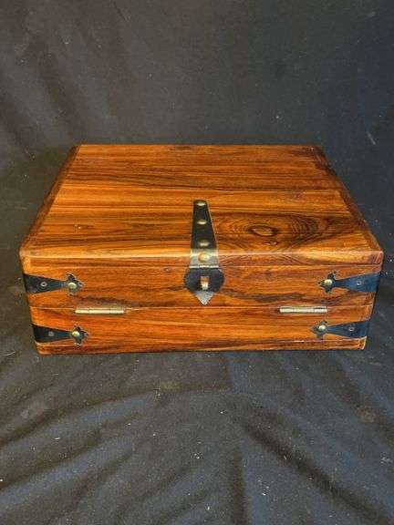 Decorative Wooden Box with Hinged Opening & Lock image