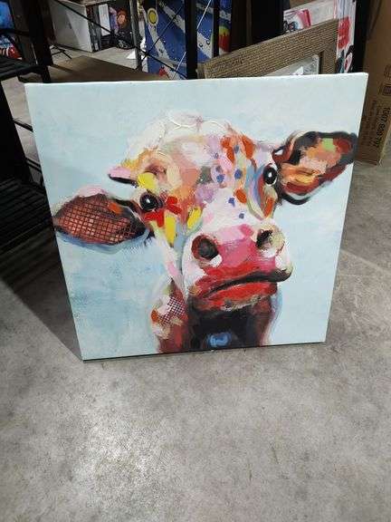 AT HOME - COW WALL HANGING PICTURE - 24X24 image