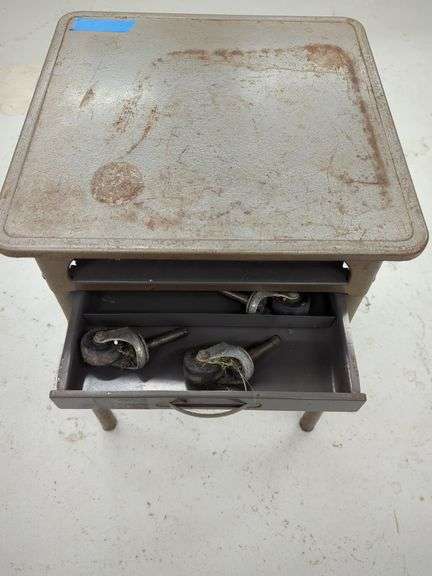 Small Metal Table with Drawer and Casters image