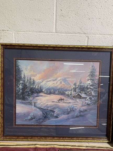 BEAUTIFUL WINTER SCENE WITH DEER.  BY L K PARKINSON image