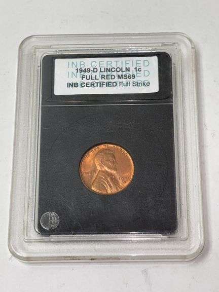 1949-D Lincoln Cent INB Certified Full Red MS69 image