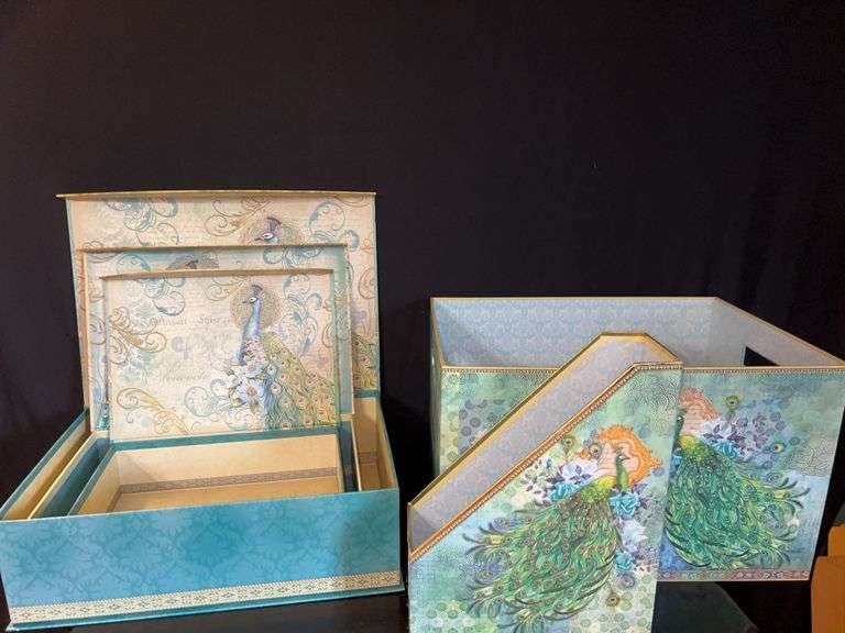 Decorative Peacock Box Set and Magazine Holders image