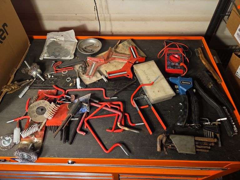 Assorted Tool: Clamps, Rivet Gun, Multimeter, and More image