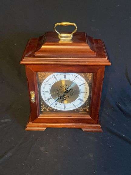 Wood Mantel Clock with Storage Drawers image
