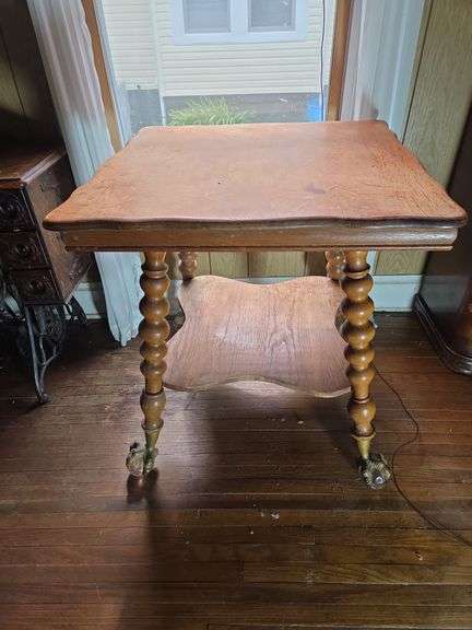 Wooden Side Table with Bobbin Legs and Claw Feet image