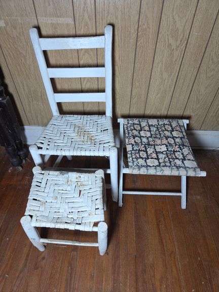 Painted Chair, Footstool and Ottoman Set image