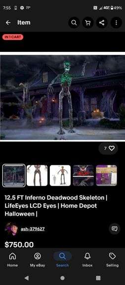 HOME DEPOT - 12.5 FT GIANT SIZED COLOR CHANGING INFERNO DEADWOOD SKELETON WITH LIFE EYES LCD EYES - HALLOWEEN DECORATION image