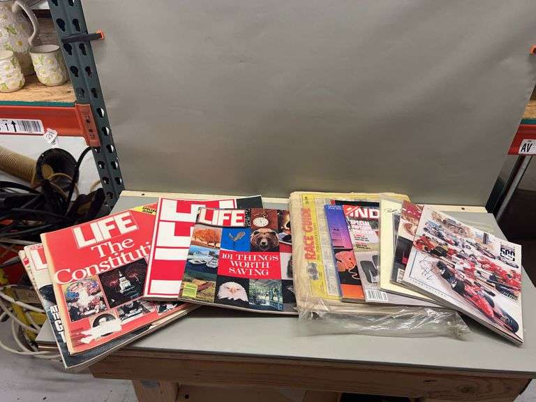 Magazines including Life, IndyCar, Saturday Evening Post, and Phantom of the Opera image