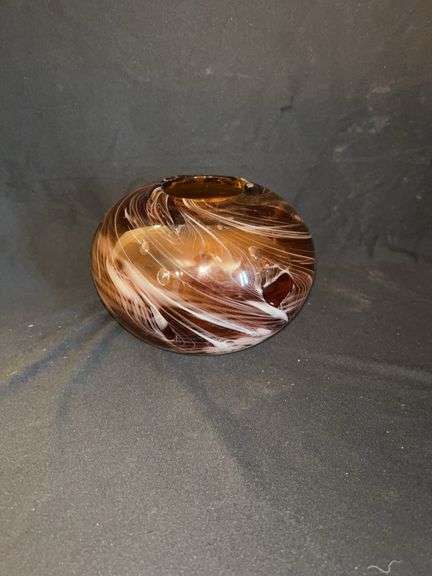 Decorative Brown and White Swirl Glass Vase image