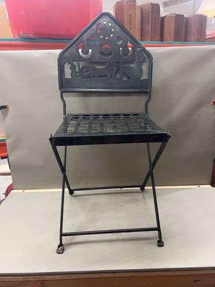Metal Folding Chair with Farm Animal Cutouts image