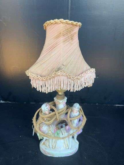 Figural Porcelain Lamp with Shade image