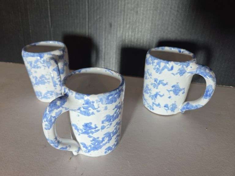 Set of Three Hand Painted Ceramic Mugs image