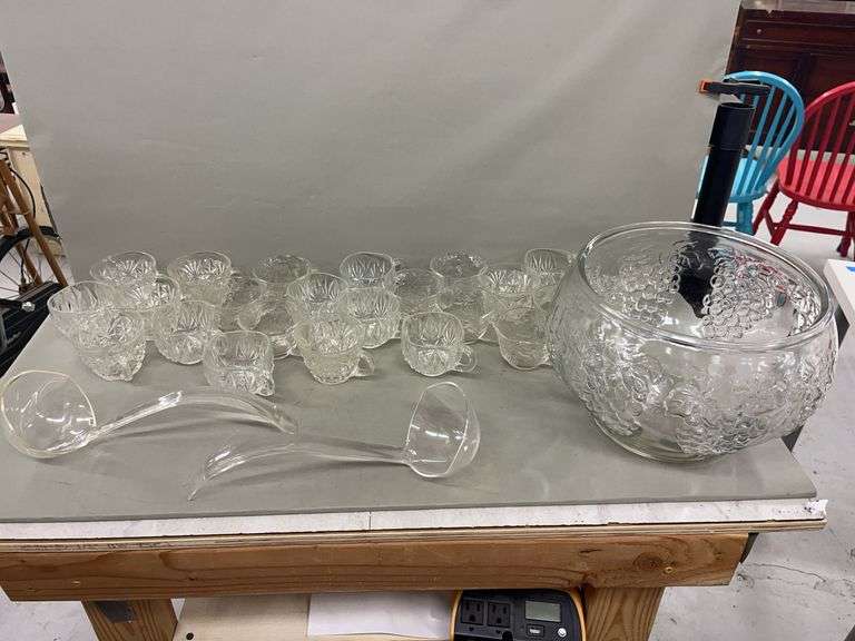 Crystal Punch Bowl Set with 24 Cups and 2 Ladles image