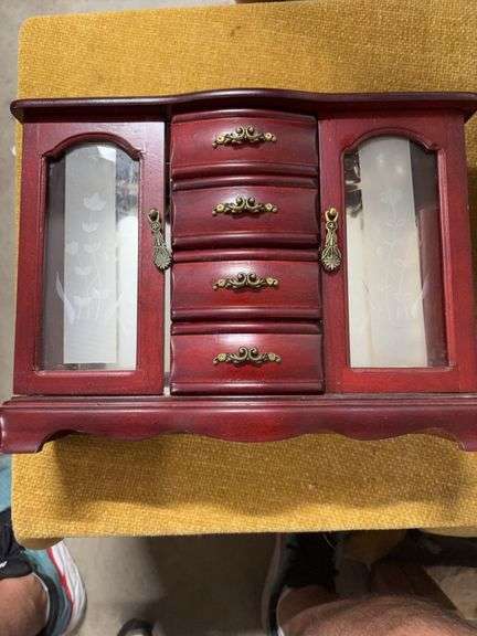 WOODEN JEWELRY BOX.  CHERRY IN COLOR image
