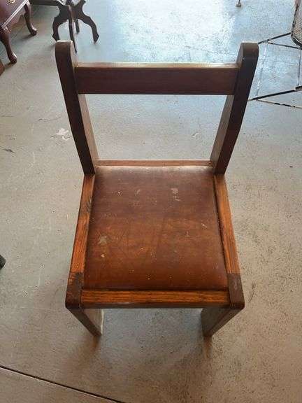 Wood Chair and Mirror image