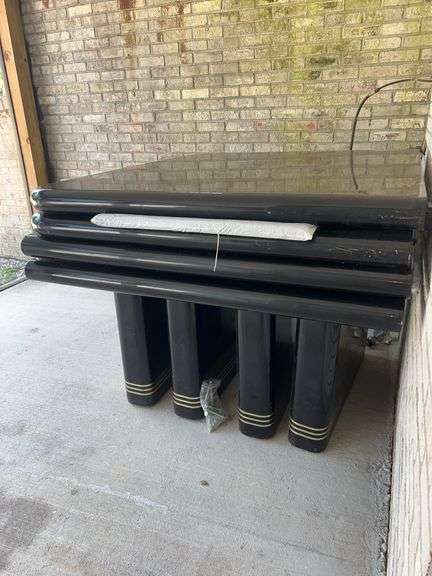 Black Lacquered Dining Table with Leaves and Extension Mechanism image