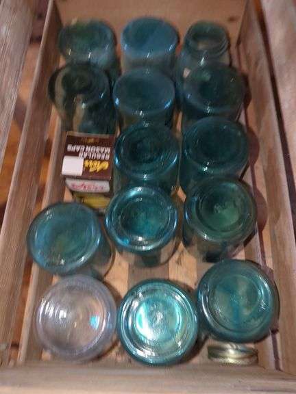 Aqua Blue Canning Jars with Kerr Mason Caps image