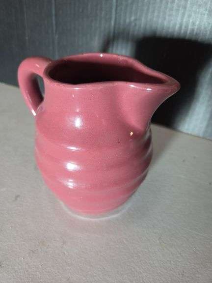 Studio Pottery Pink Creamer Pitcher with Initial Marking image