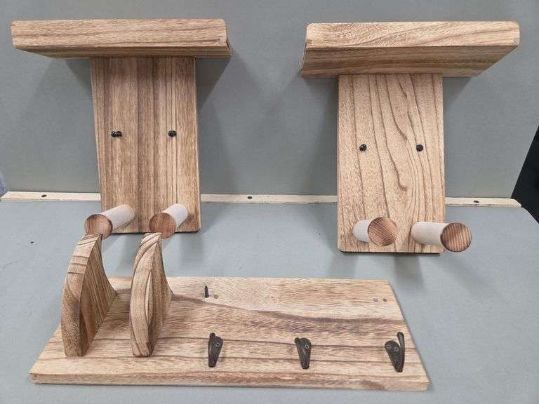 Handcrafted Wooden Gun Rack and Key Holder Set image