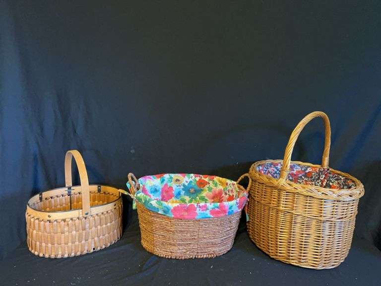 Set of Three Decorative Wicker Baskets image