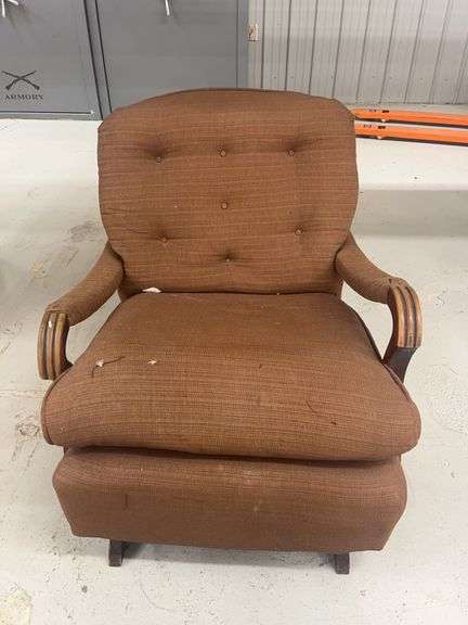 Upholstered Armchair with Wood Accents image