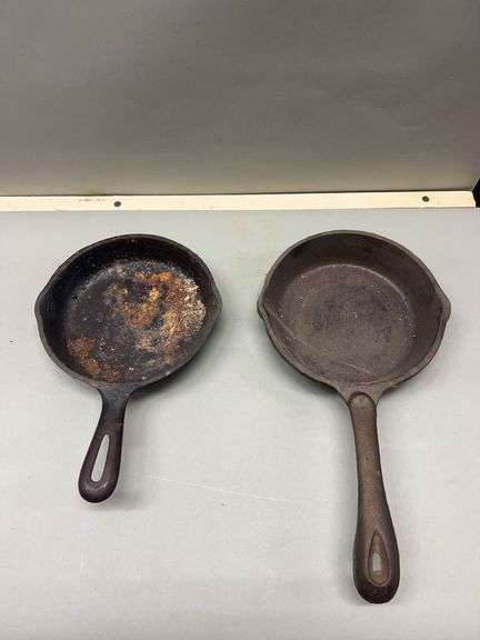 Two Cast Iron Skillets, One Marked "American Camper" 6 1/2 inch image
