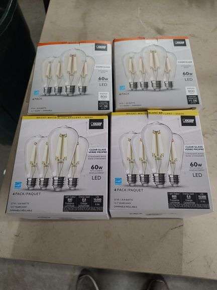 4 BOXES OF 60 WATT LIGHT BULBS - 16 TOTAL BULBS image