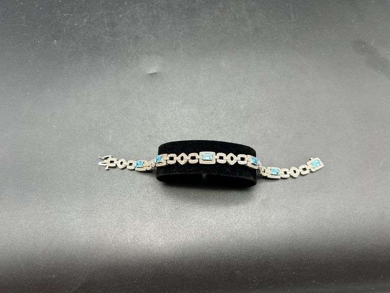 Sterling Silver and Aquamarine Bracelet image