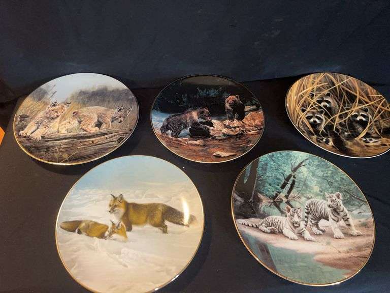 Nature's Playmates Collector Plates by Charles Frace W.S. George Fine China Set of 5 image