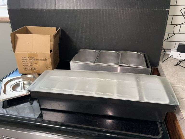 Commercial Food Prep Serving Station with Containers and Lids image