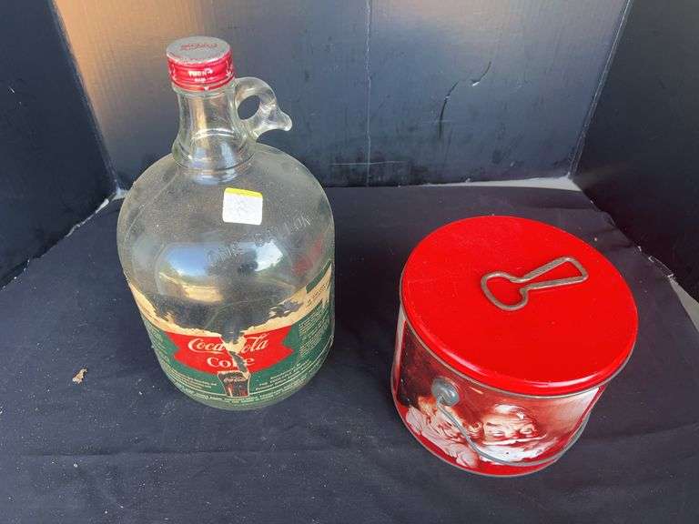 Coca-Cola One Gallon Jug and Santa Tin image