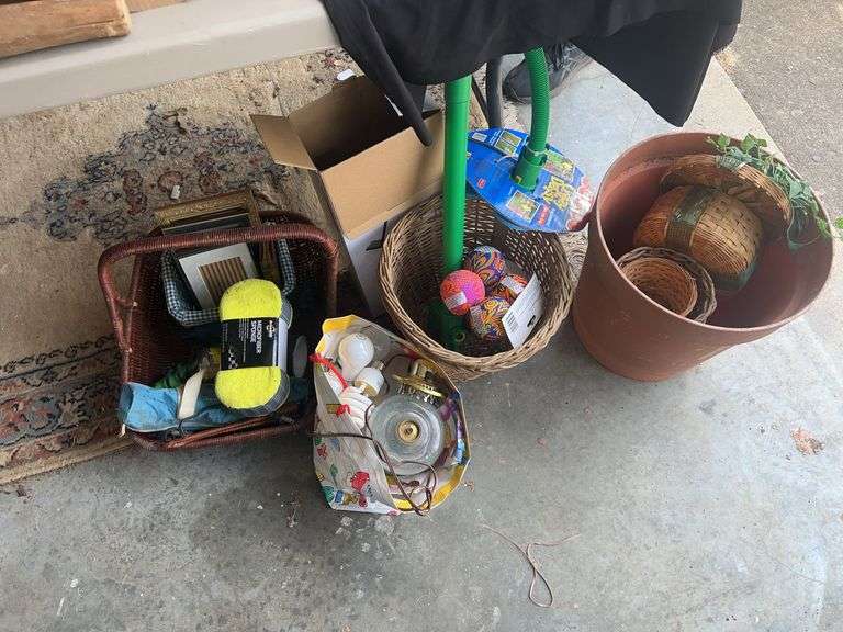 Baskets, Planter, Picture Frames, and Household Items image