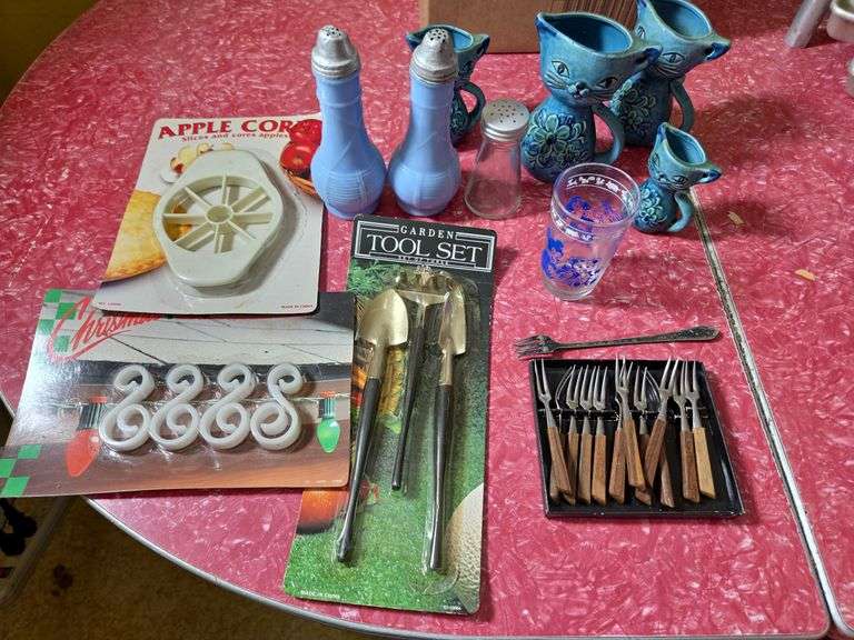 Eclectic Assorted Kitchenware and Household Items - Cat Creamers, Forks, Tools & More image