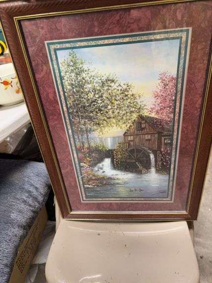 BEAUTIFUL WATER PICTURE WITH DUCKS.  SEEMS TO MATCH LOT NUMBER 1078 image