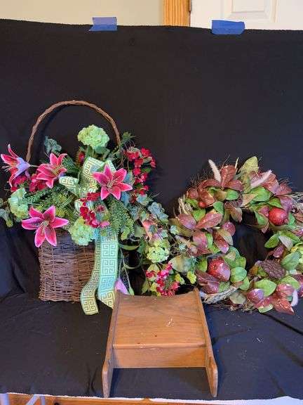 Floral Basket, Fall Wreath and Decorative Wooden Box image
