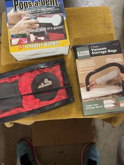 POPS-A-DENT, VACUUM STORAGE BAGS, AND A GEORGE MARTIN WALLET AND BELT SET image