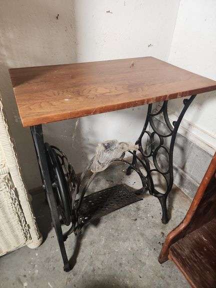 Repurposed Treadle Sewing Machine Base Table image