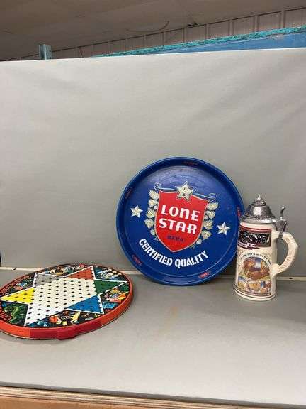 Lone Star Beer Collectibles: Tray, Stein, and Chinese Checkers image