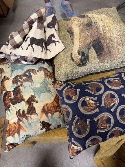 THREE HORSE PILLOWS AND CURTAINS image