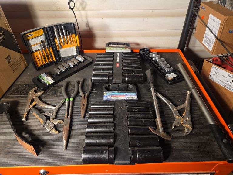 Assorted Mechanic's Tools: Socket Sets, Pliers, Extractors, and More image