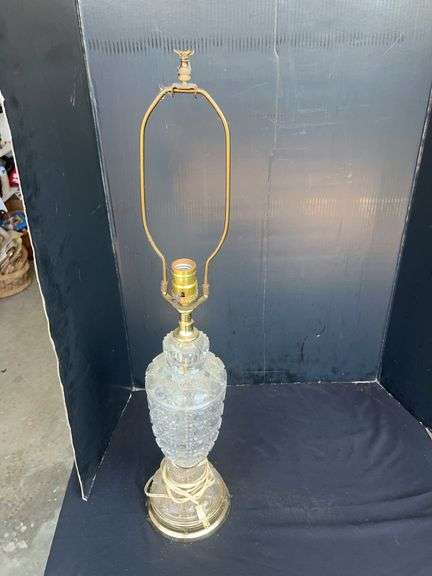 Crystal Glass Table Lamp with Brass Accents image
