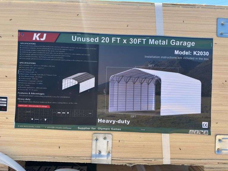 L7-  Kj 20 Ft X 30 Ft Metal Garage - Model K2030 image