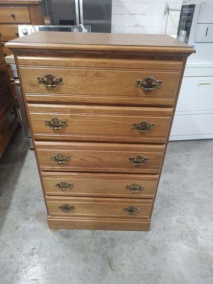 CAROLINA FURNITURE - 5 DRAWER OAK CHEST - 30X18X49 image