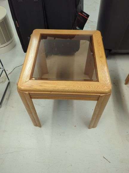 Wood Accent Table with Glass Top image