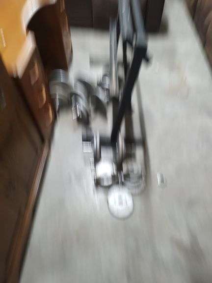 WEIGHT RACK AND WEIGHTS image